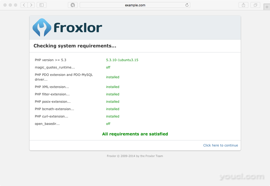 Froxlor检查系统要求...，满足所有要求