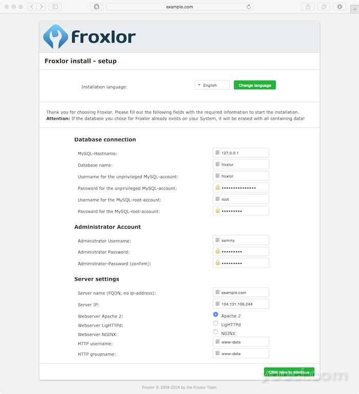 Froxlor初始管理，环境和MySQL配置