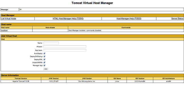 DigitalOcean Tomcat主机管理器Webapp