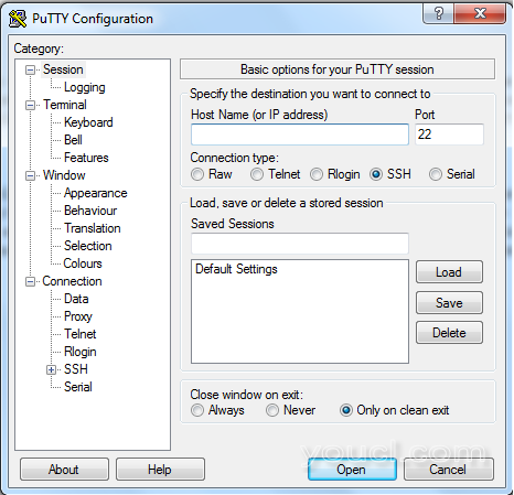 PuTTY配置窗口