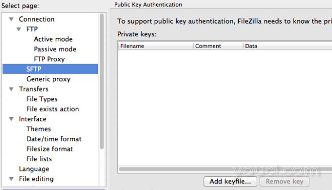 FileZilla SFTP菜单