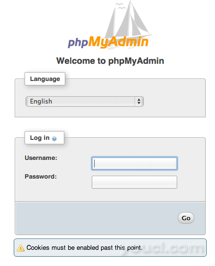 PhpMyAdmin登录屏幕