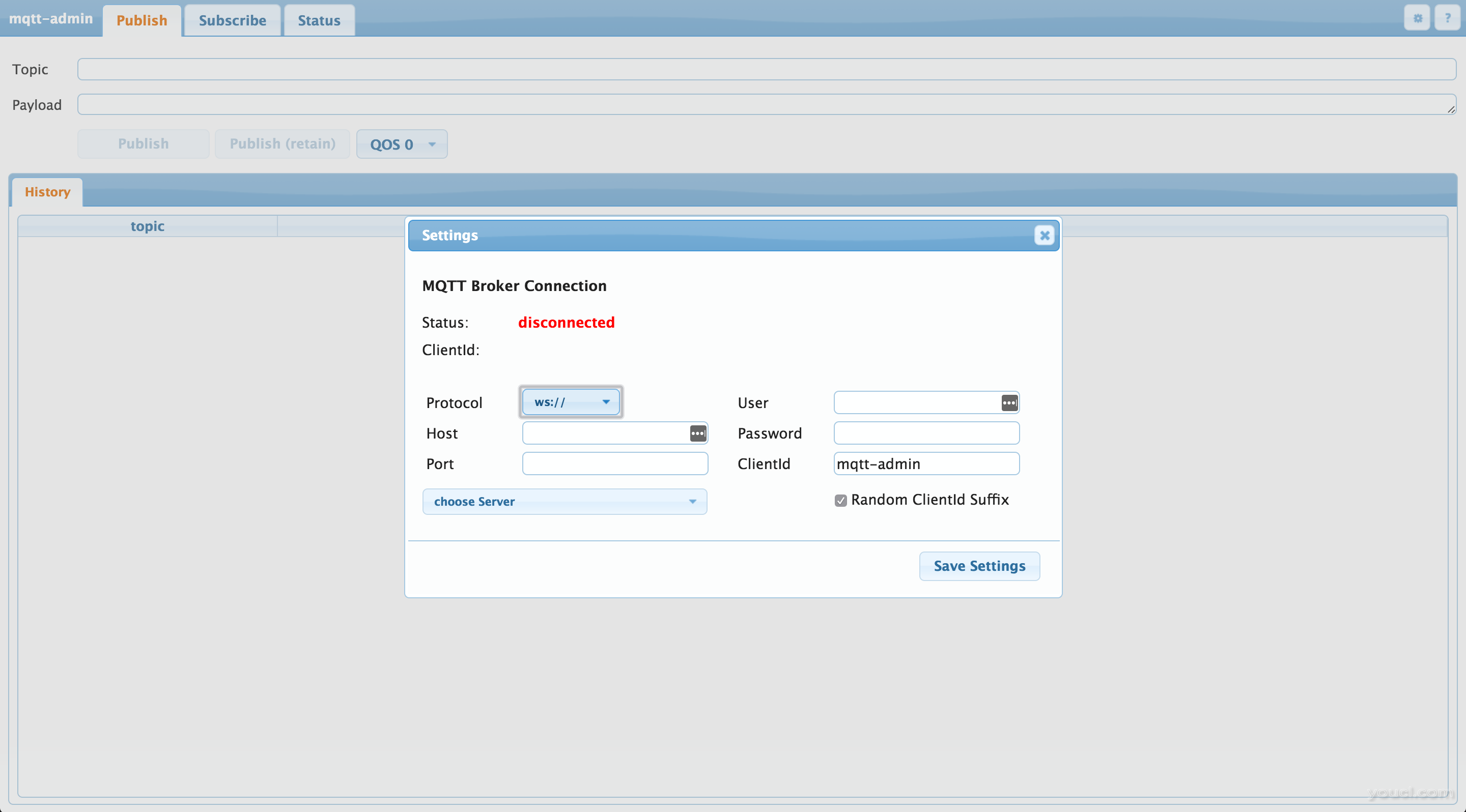 mqtt-admin的初始屏幕