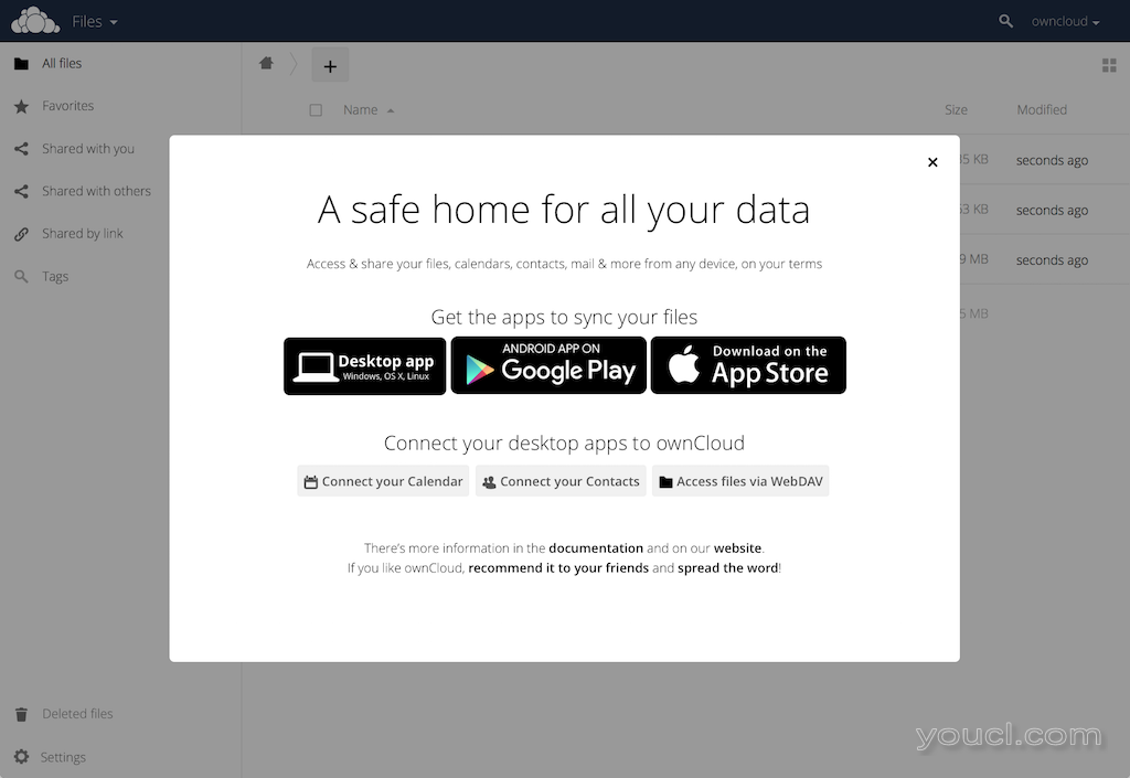 ownCloud欢迎屏幕