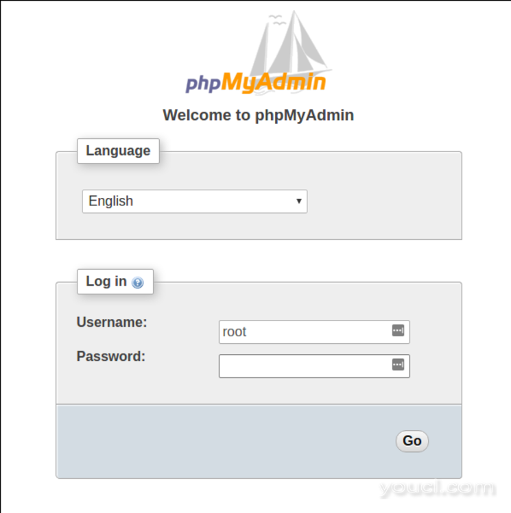 phpMyAdmin登录屏幕