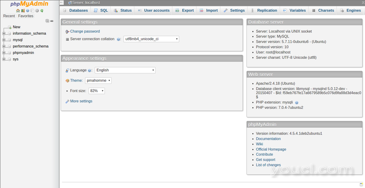 phpMyAdmin用户界面