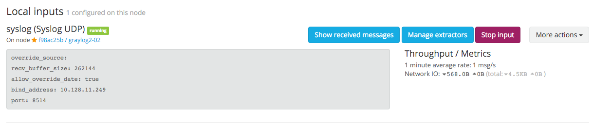 Graylog syslog输入