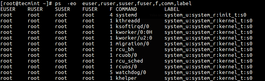 用户列出SELinux上下文