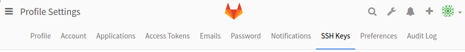 GitLab SSH Keys菜单项