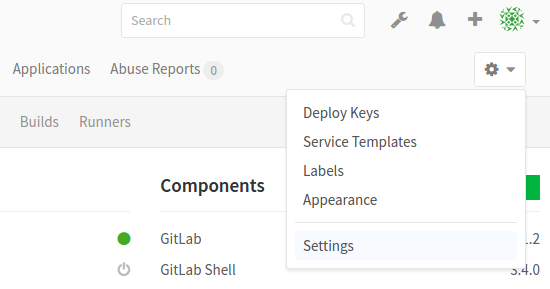 GitLab管理设置按钮