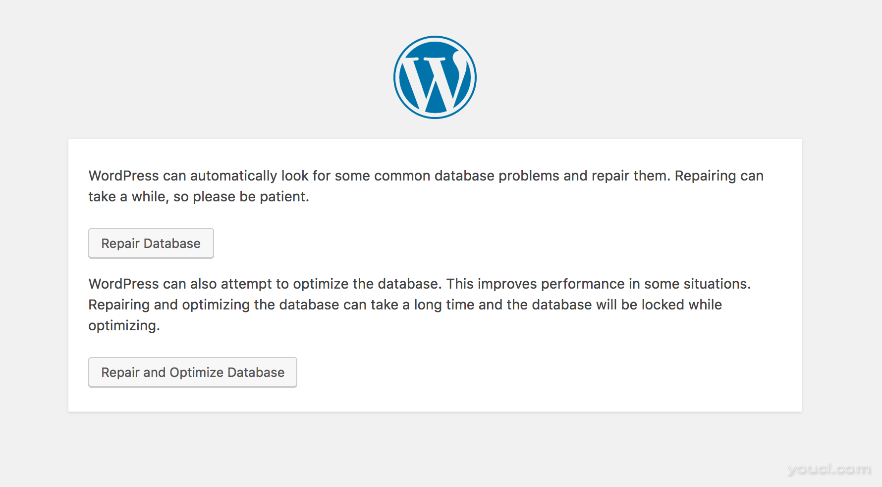Wordpress数据库修复页面