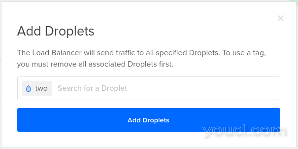 DigitalOcean负载均衡器添加额外的Droplet