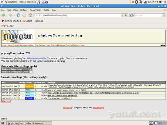 phpLogCon Screenshot