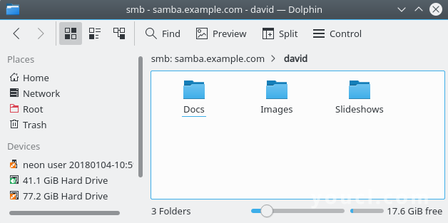 显示Dolphin连接到Samba共享的图像