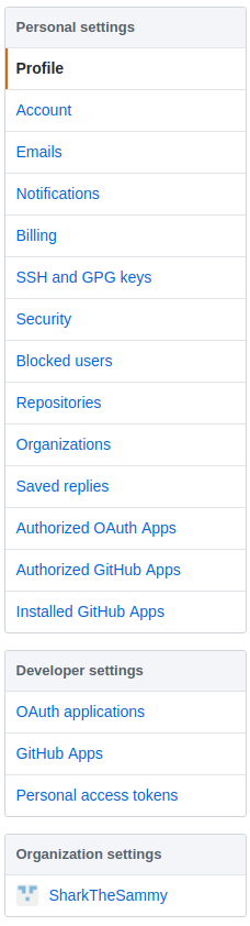 GitHub设置页面