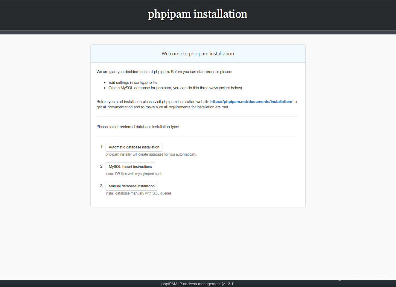 安装phpIPAM，第2步