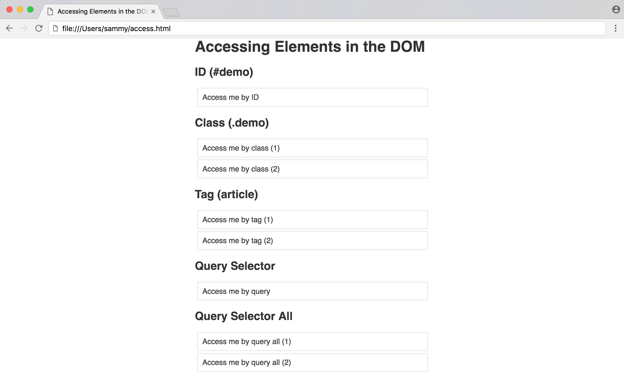 浏览器呈现access.html页面